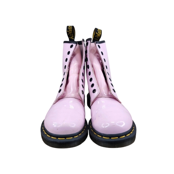 Dr. Martens 1460 Patent Leather Boots in Pale Pink - Picture 2 of 11